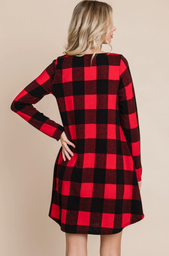 Buffalo Plaid Swing Dress (with Pockets!)