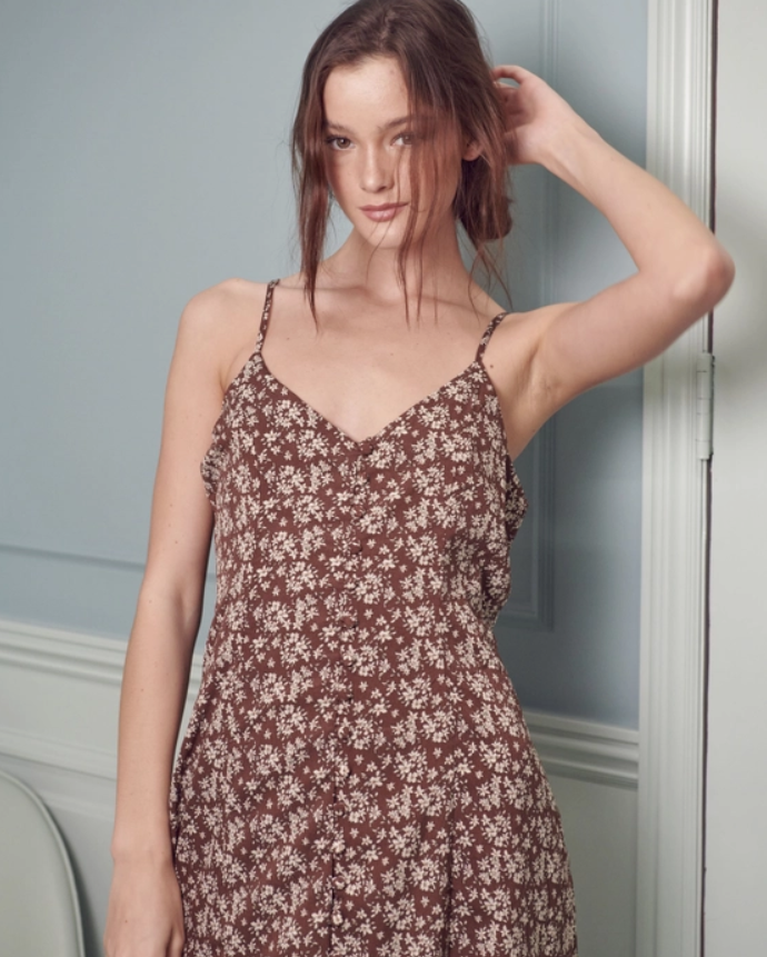 Floral Midi Dress in Cinnamon