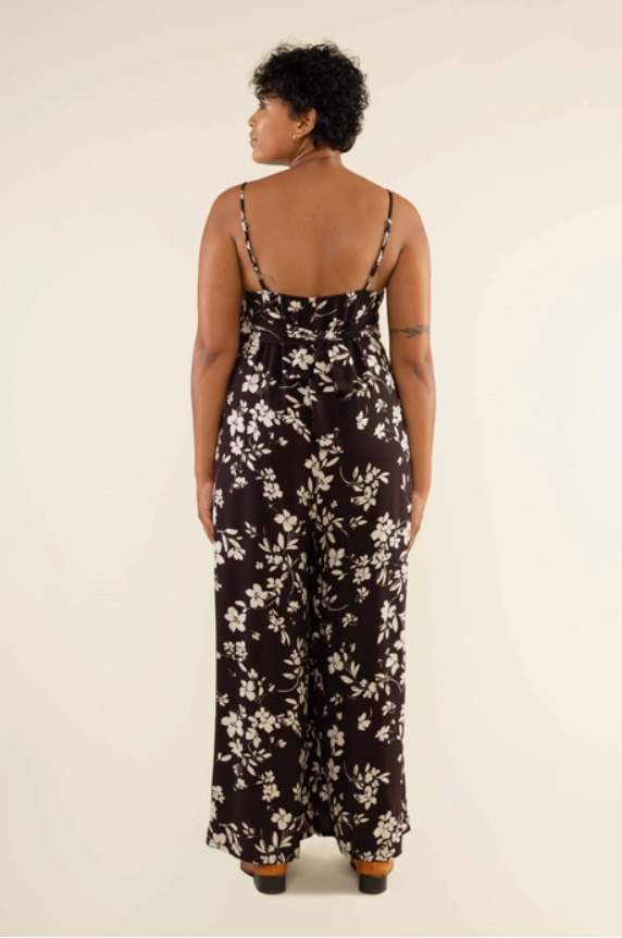 Floral Jumpsuit in Chocolate