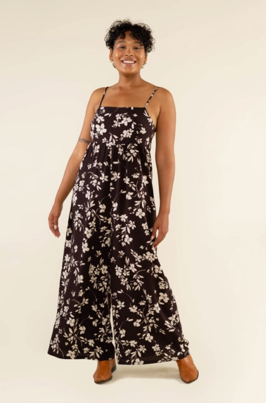 Floral Jumpsuit in Chocolate