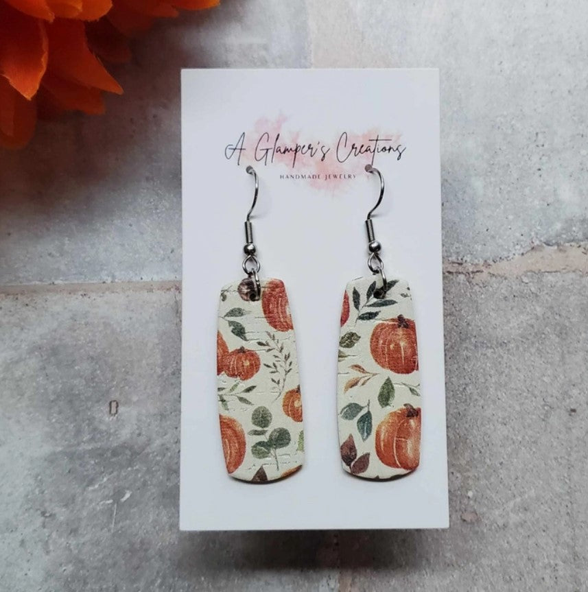 Leather Pumpkin Earrings