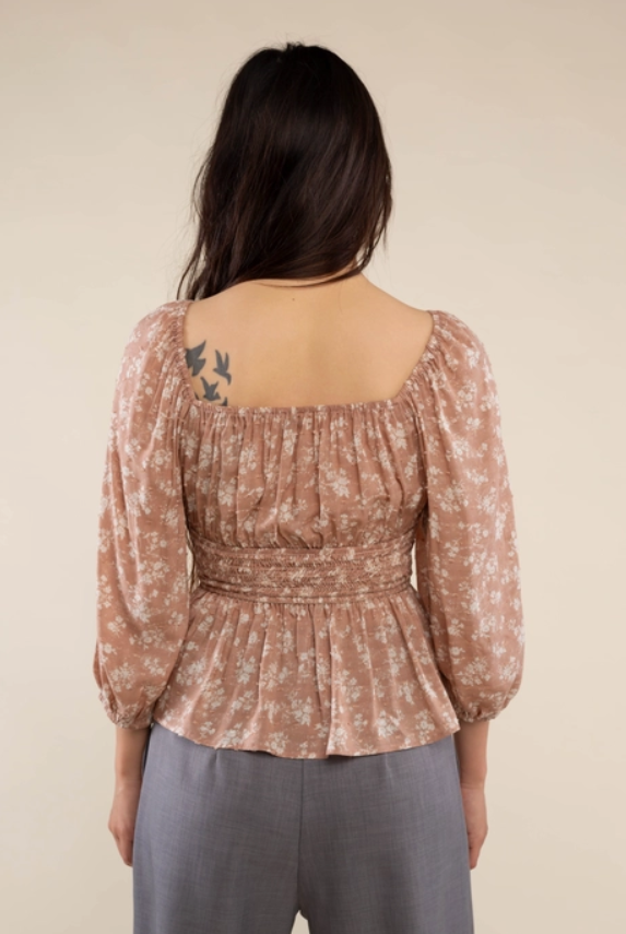 Dusty Rose Peplum Blouse