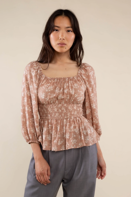 Dusty Rose Peplum Blouse