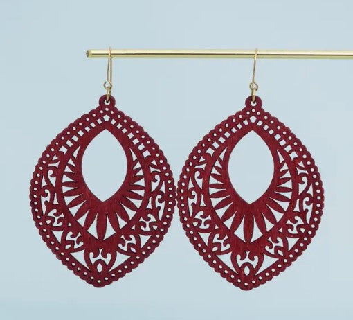 Crimson Wood Earrings