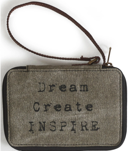Dream Create Inspire Up-Cycled Canvas Wallet