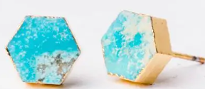 Natalie Turquoise Hexagon Stud Earrings