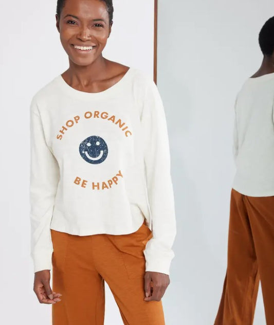Shop Organic Be Happy Long Sleeve Tshirt