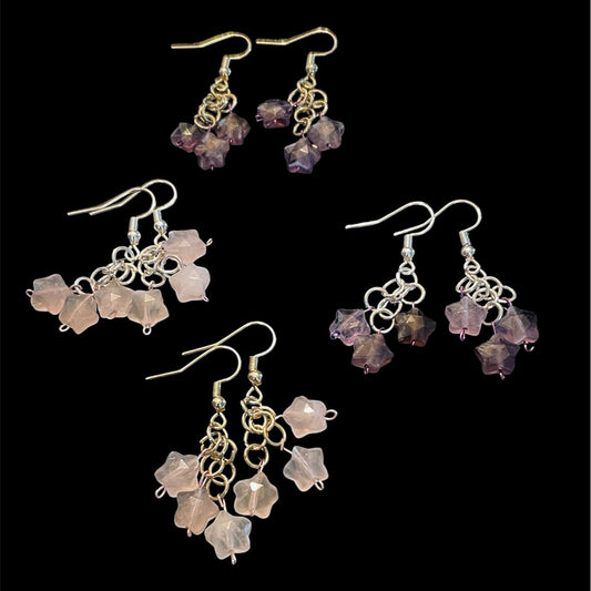 Gemstone Star Earrings (Multiple Colors Available)