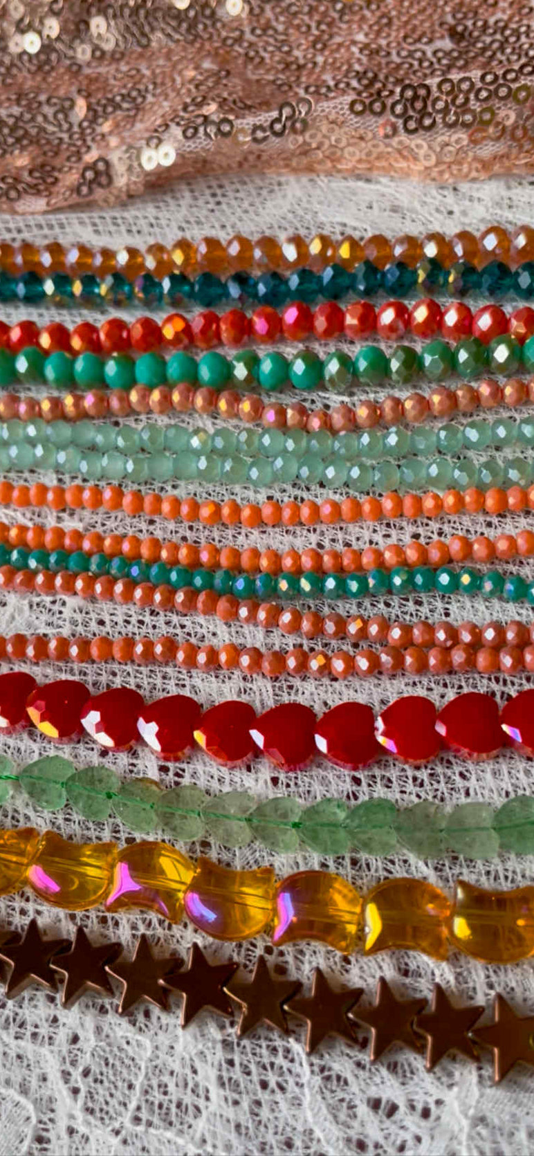 Bead Mix in Green and Orange
