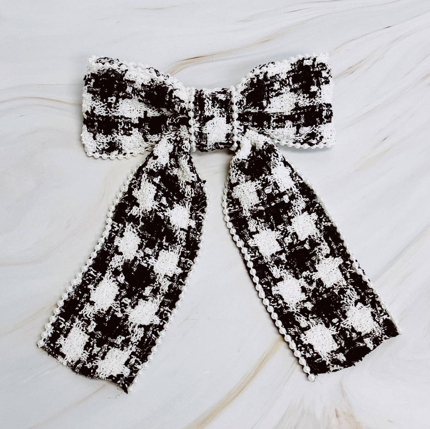 Checkered Charm Bow Hair Clip