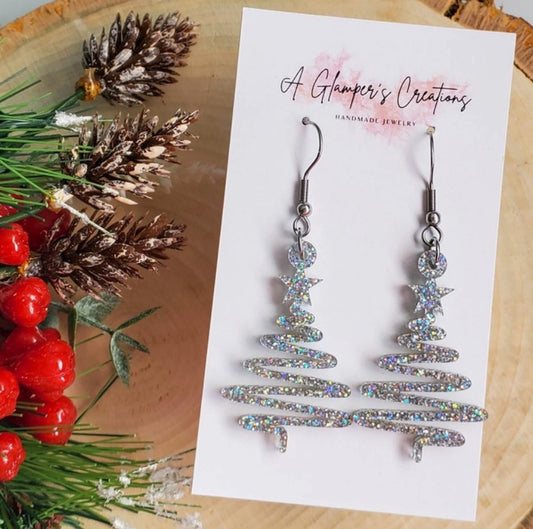 Acrylic Christmas Tree Earrings