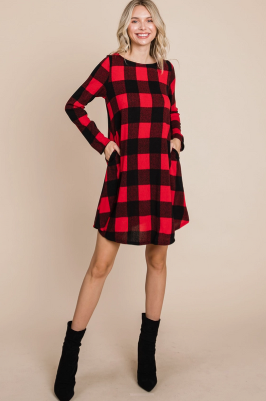 Buffalo Plaid Swing Dress (with Pockets!)