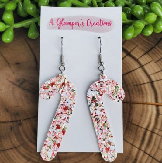 Candy Cane Glitter Earrings
