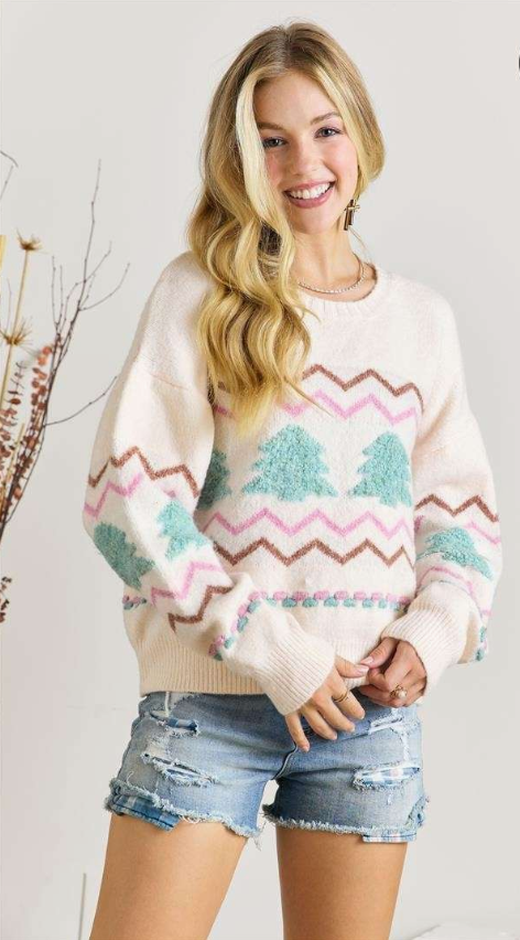 Ivory Christmas Tree Sweater