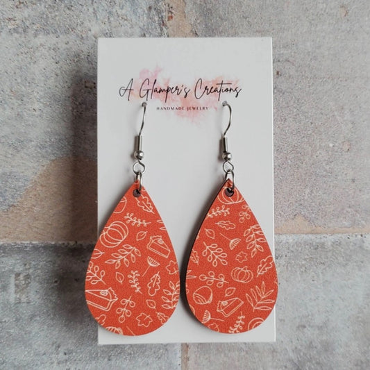 Wooden Pumpkin Pie Earrings