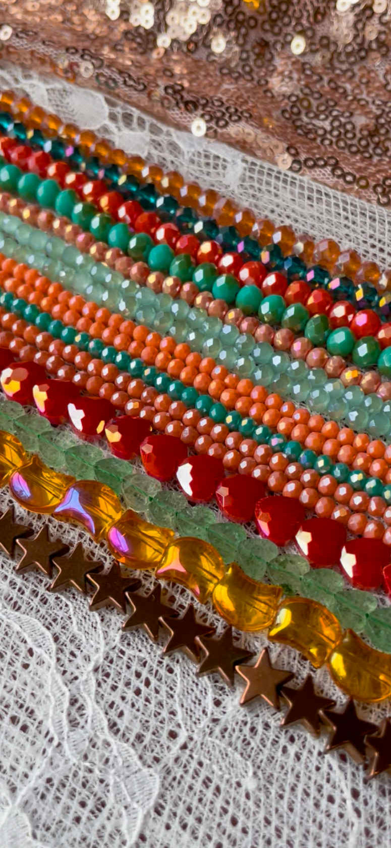 Bead Mix in Green and Orange