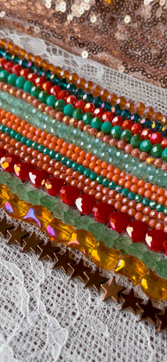 Bead Mix in Green and Orange