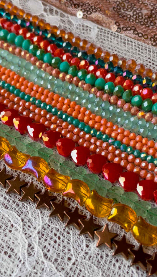 Bead Mix in Green and Orange