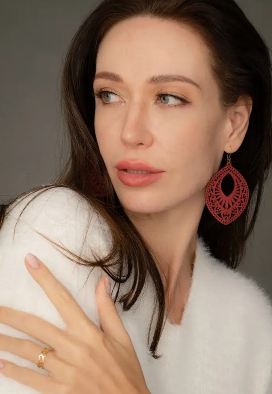 Crimson Wood Earrings