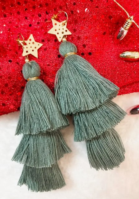 Tassle Christmas Tree Earrings