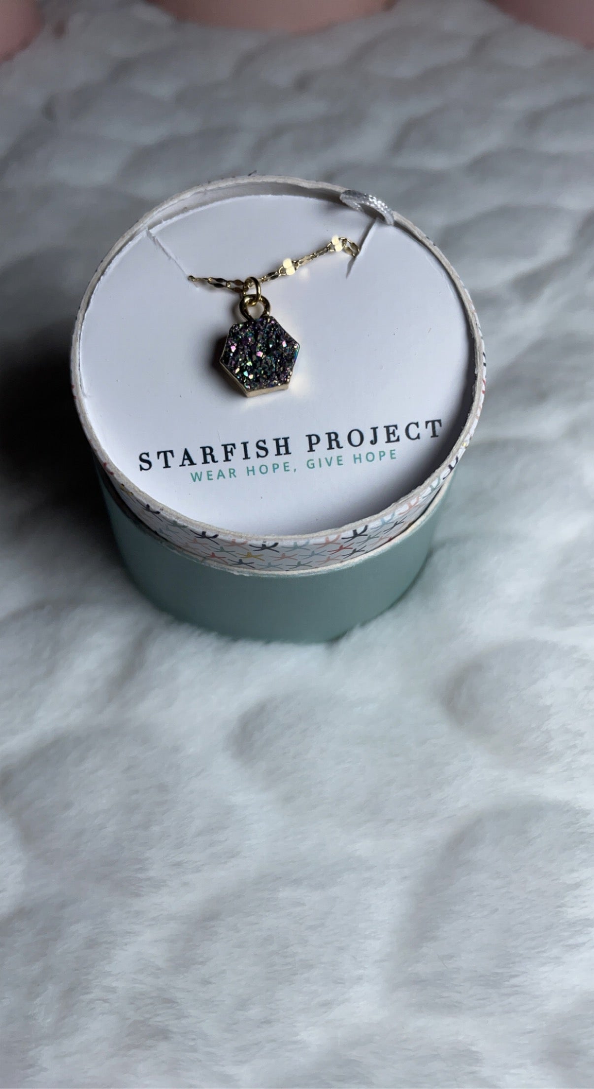 Let the Light Gold Necklace with Multicolored Druzy